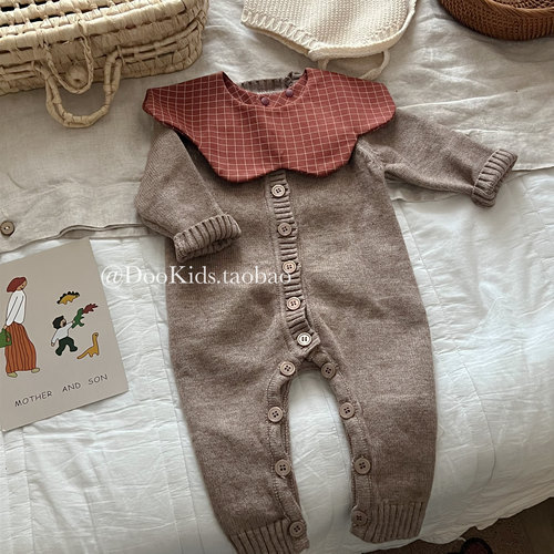 ins婴儿秋冬季安哥拉仿羊绒针织连体衣男女宝宝毛衣宝宝保暖爬服