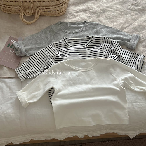 婴儿韩版秋季款衣服无骨长袖纯色T恤春秋男女宝宝百搭打底衫上衣