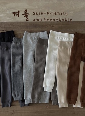 冬季款儿童打底裤婴儿加绒加厚一体绒纯色宝宝九分裤保暖裤连裤袜