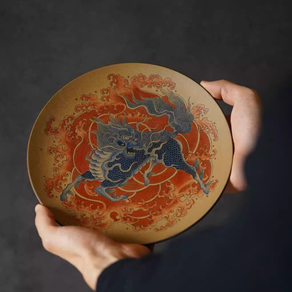宜兴紫砂茶盘麒麟茶托盘精品家用