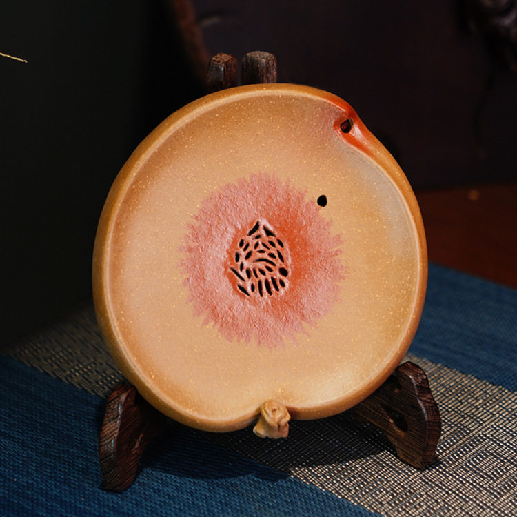 宜兴紫砂壶承【寿桃壶承】精品家用储水式茶盘干泡台茶盘壶托盘