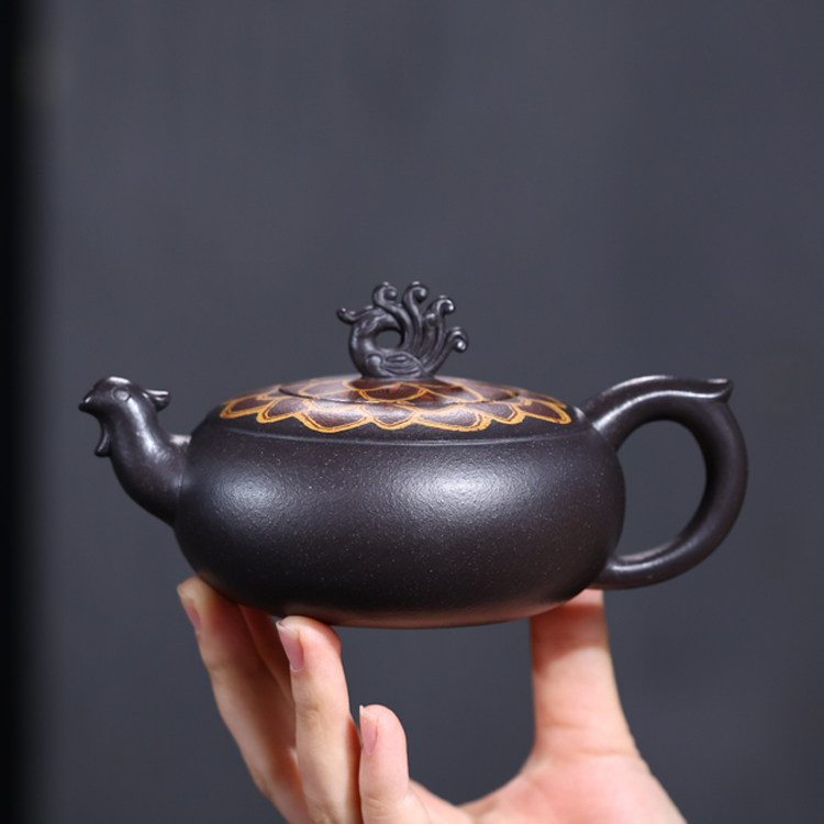 宜兴紫砂茶壶百鸟朝凤精品泡茶器