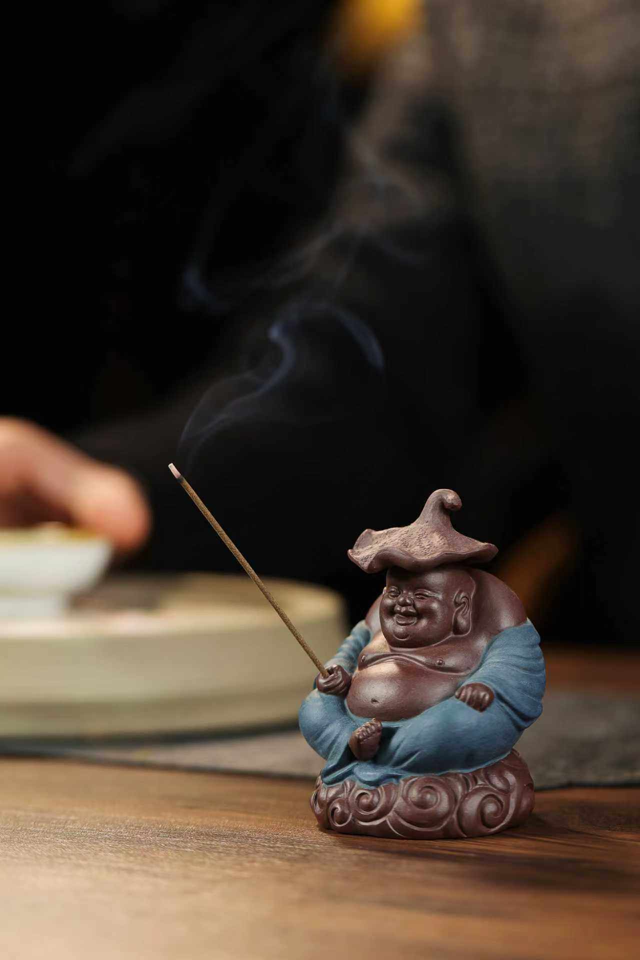 宜兴紫砂茶宠【开心佛香插】精品弥勒佛茶玩手工招财可养禅意装饰,餐饮具,茶宠摆件,淘宝优惠券,粉丝福利购,淘宝优惠卷