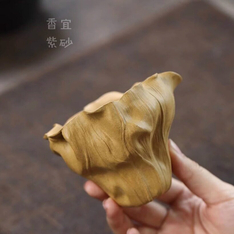 宜兴紫砂荷叶公道杯原矿手工精品