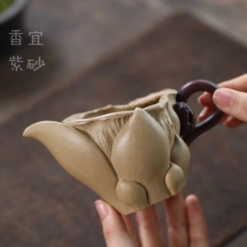 宜兴紫砂荷莲公道杯配件过滤茶器