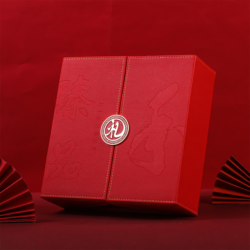 红色燕窝皮盒双开门通用虫草