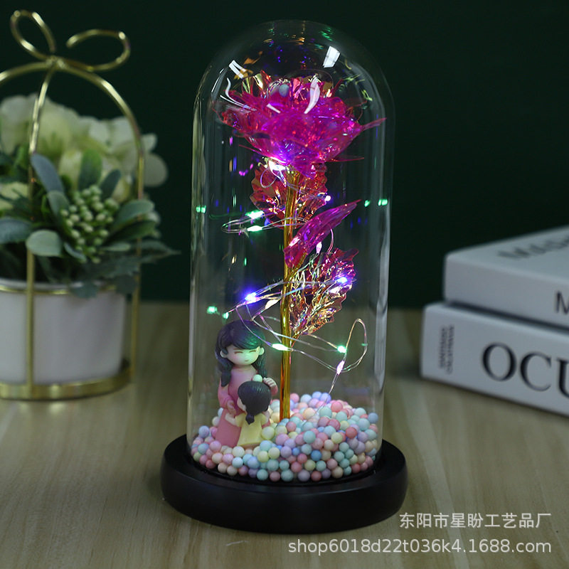 母亲节礼物生日情人节520灯罩永生玫瑰花摆件装饰创意精美小礼品