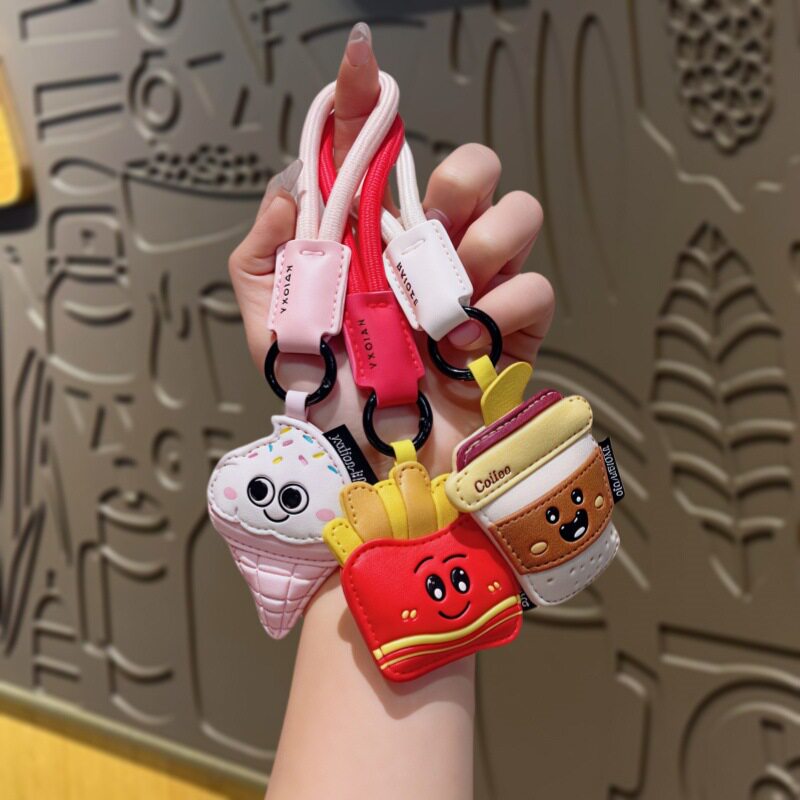 新款创意食物pu皮革钥匙扣小礼品