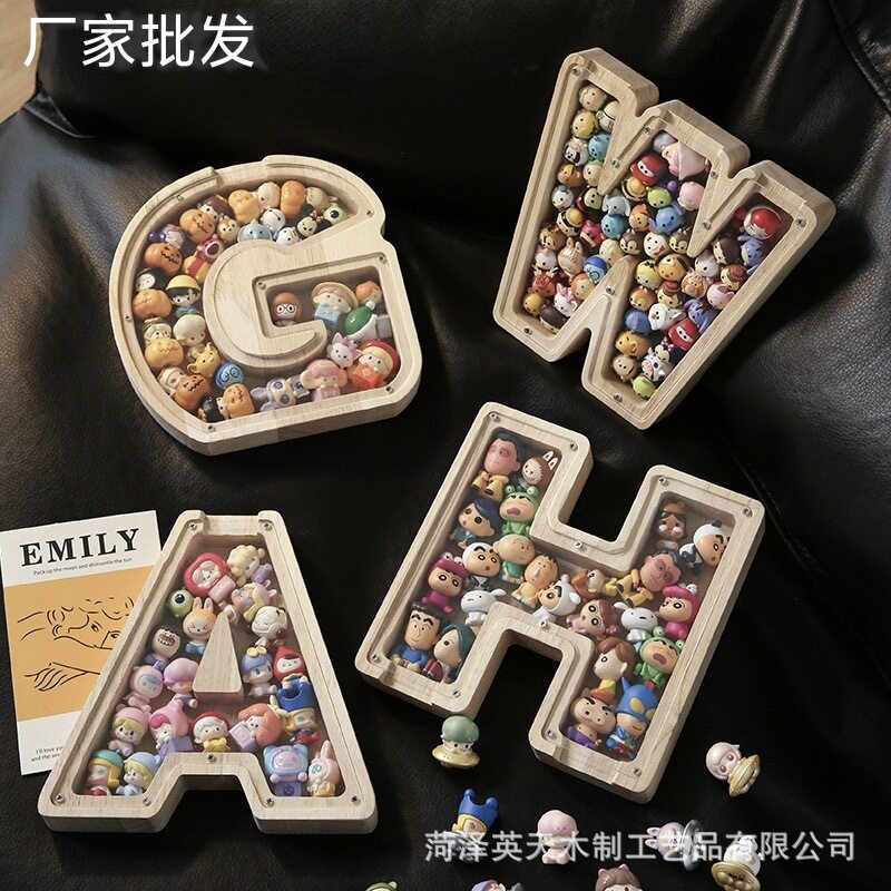 现货木质26个英文字母储蓄罐儿童