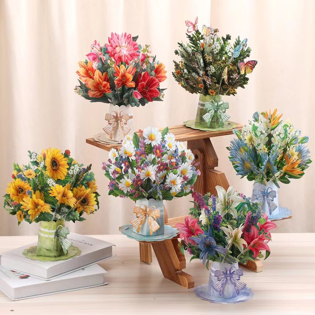 母亲节3d立体贺卡创意花束花朵