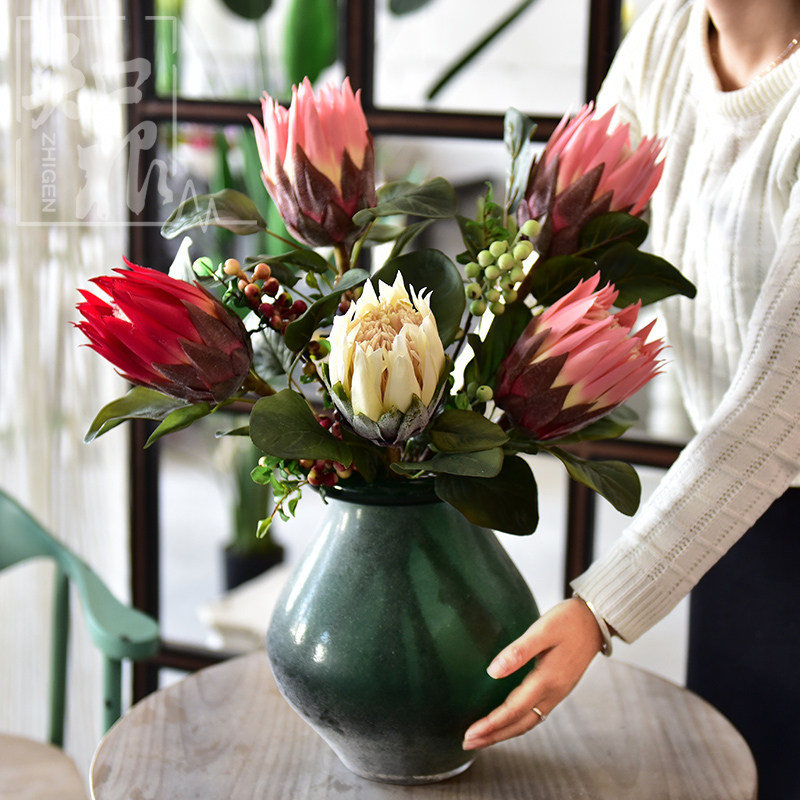 仿真花帝王花假花热带植物摆设花卉 客厅软装饰品餐桌样板间插花