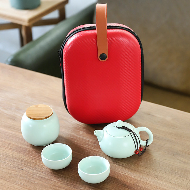 直销定窑快客杯一壶二杯旅行茶具