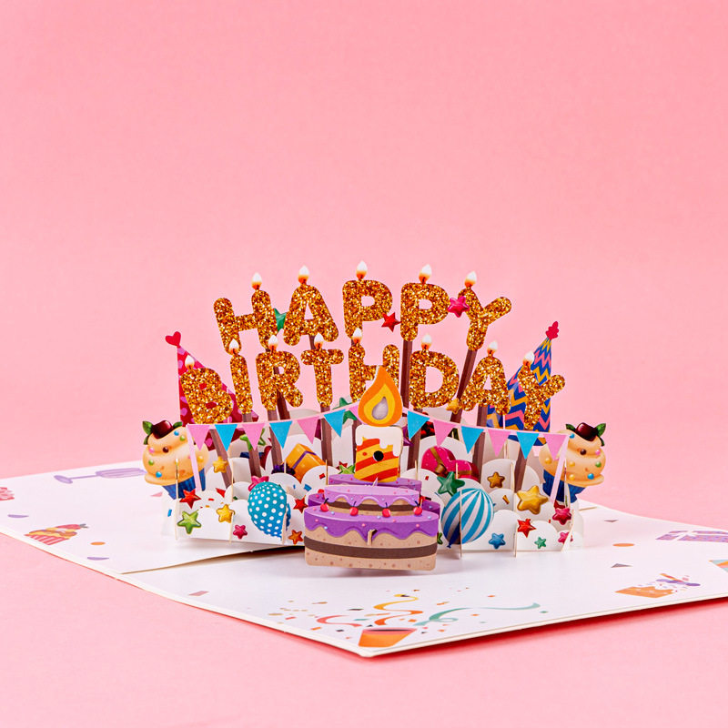立体生日贺卡高级感卡片3d带灯光