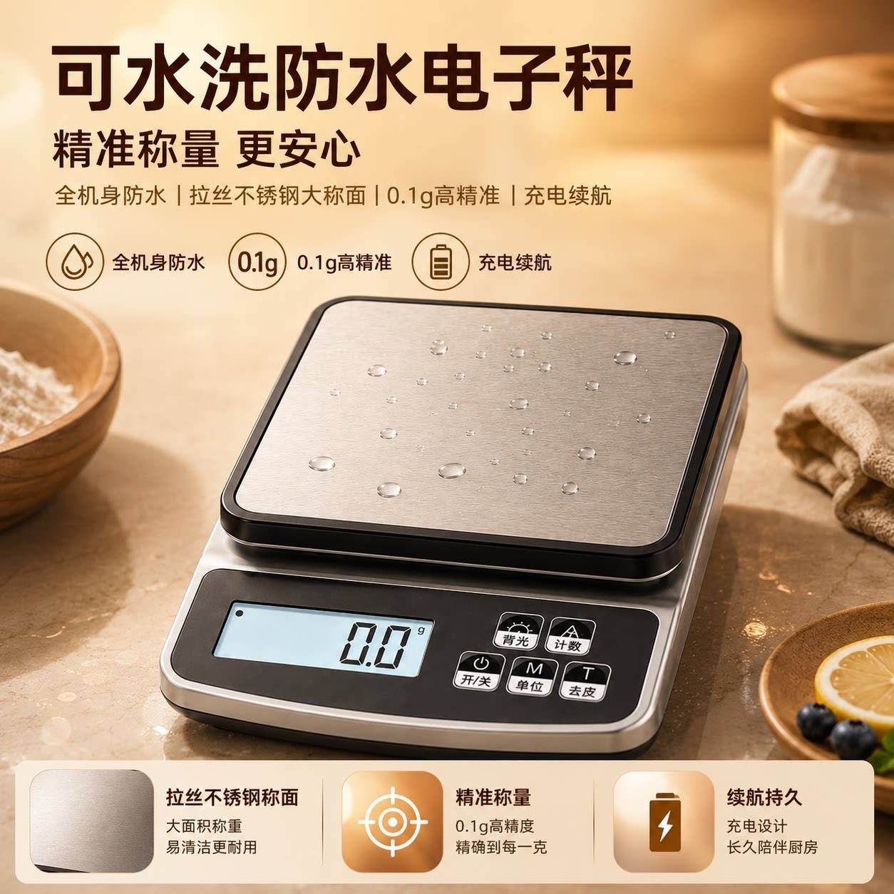 全防水料理秤电子秤精准电子秤重中药高精准度秤商用家用烘焙食物