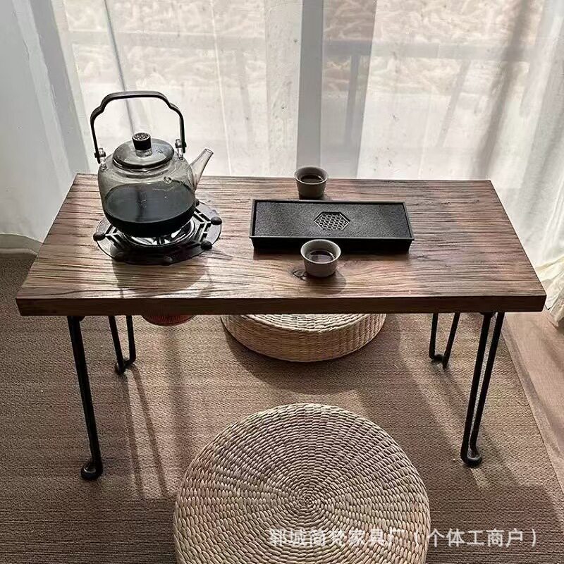 老榆木茶桌围炉桌长方形煮茶桌