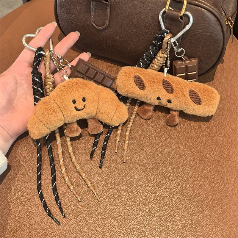 miu系毛绒卡通牛角包编织绳子