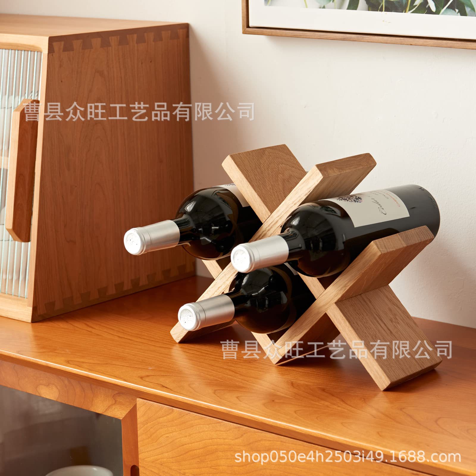 现货木质家用红酒架立式吧台