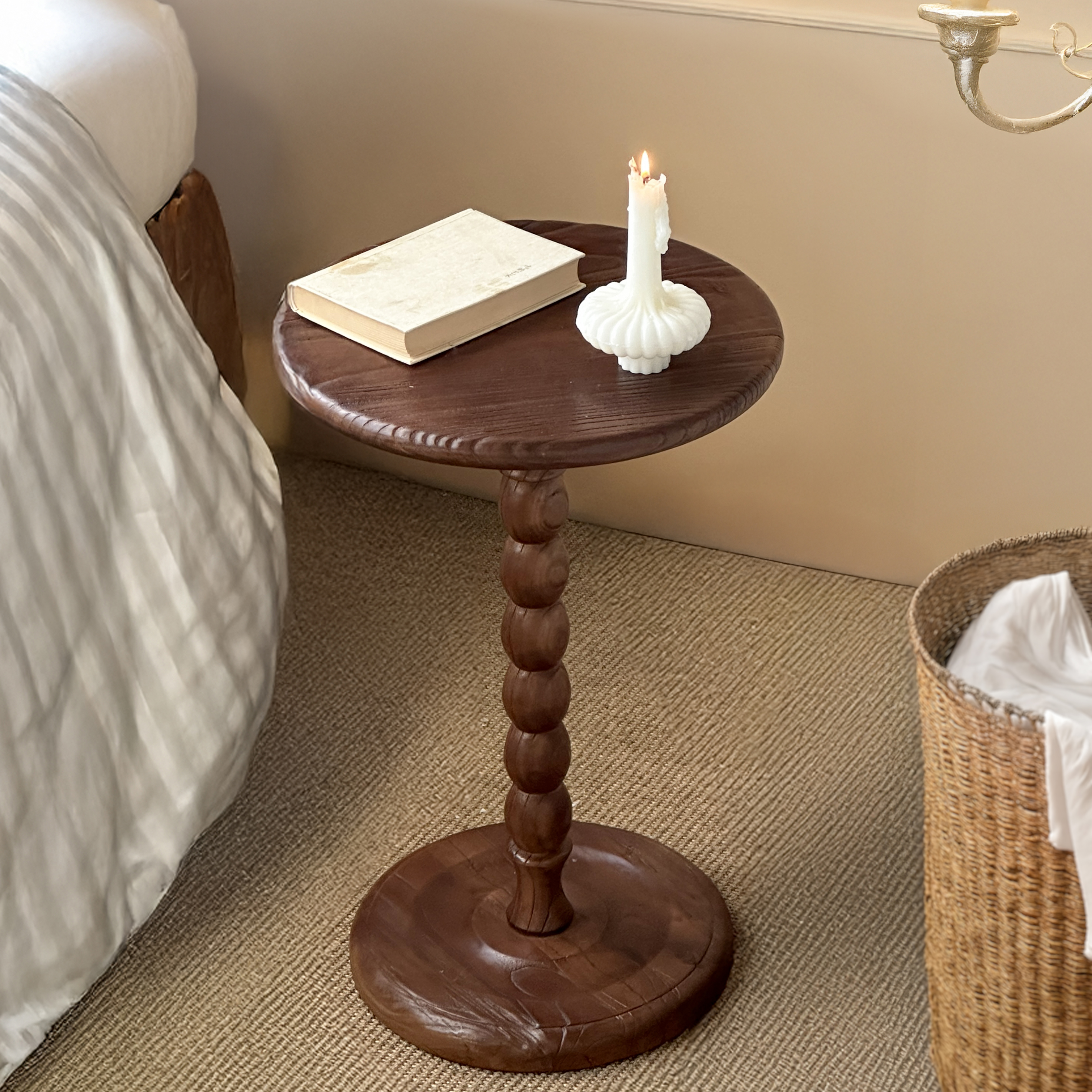 质感非常好的榆木小圆几