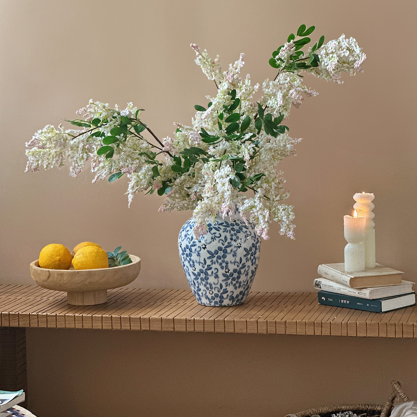 槐蕊仿真花高级感法式插花