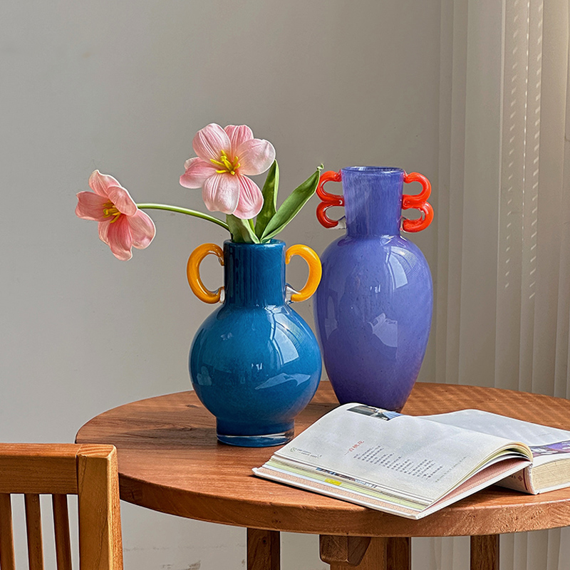 彩色多巴胺中古手工玻璃花瓶