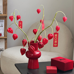 灯笼果仿真花长枝高级感姑娘果酸浆果枝条假花家居桌面花瓶插花