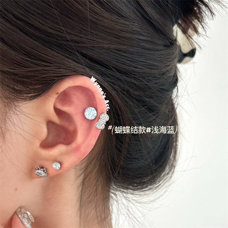 Kitty系列马蹄环浅海蓝蝴蝶结