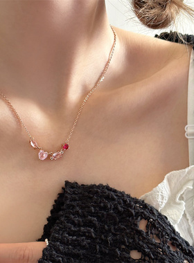 水晶糖果爱心锆石项链夏日彩色