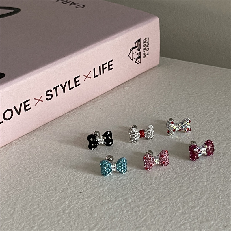 公主请戴蝴蝶结钛钢Y2K耳钉