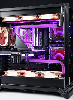 发烧友水冷|联力O11D XL  ROG双水路EKWB水冷黑紫色硬管方案展示