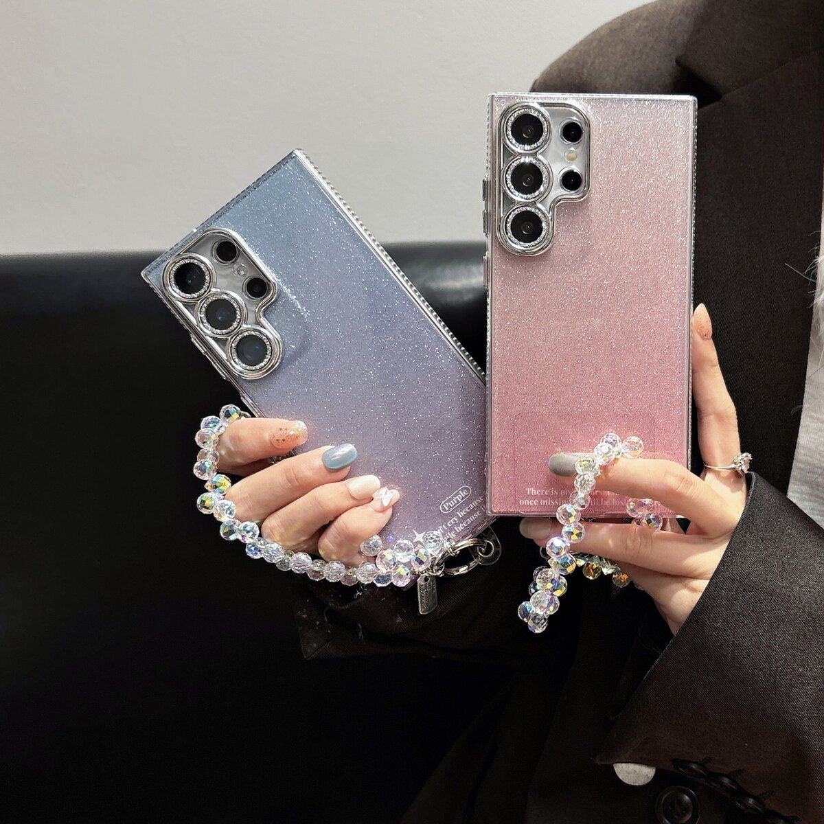 双层闪粉S24Fe适用三星S25Ultra手机壳手链S24Plus防摔S23FE/S23