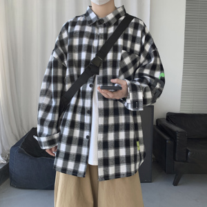 男士青少年格子长袖衬衫时尚百搭外套男 CS05 P45图片