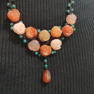 天然新疆彩色金丝玉超七多色顶链毛衣链原创小众高级感颈饰