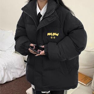 2025冬季新款羽绒棉服女大童初中高中学生宽松立领棉袄面包服外套