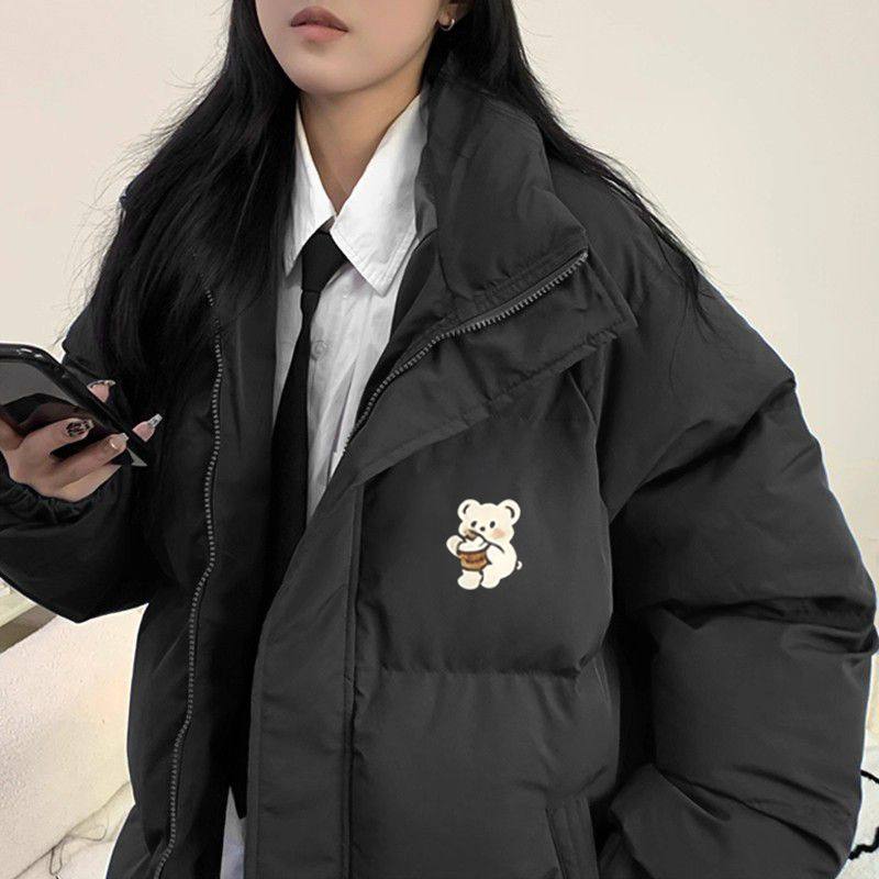 2025冬季新款立领羽绒棉服女大童初中高中学生宽松棉袄面包服外套