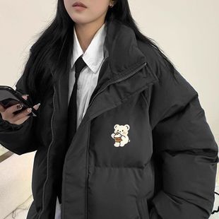 2025冬季新款立领羽绒棉服女大童初中高中学生宽松棉袄面包服外套