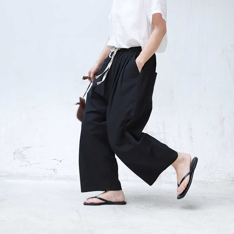 原创简约自然腰显瘦长裤萝卜裤