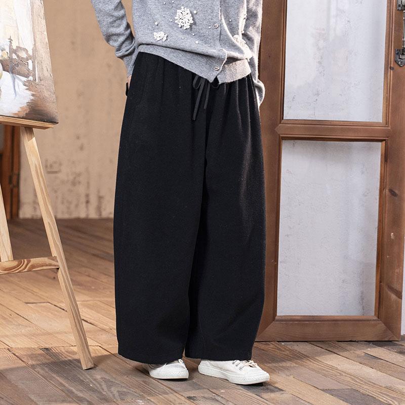 自然腰休闲原创长裤羊绒裤