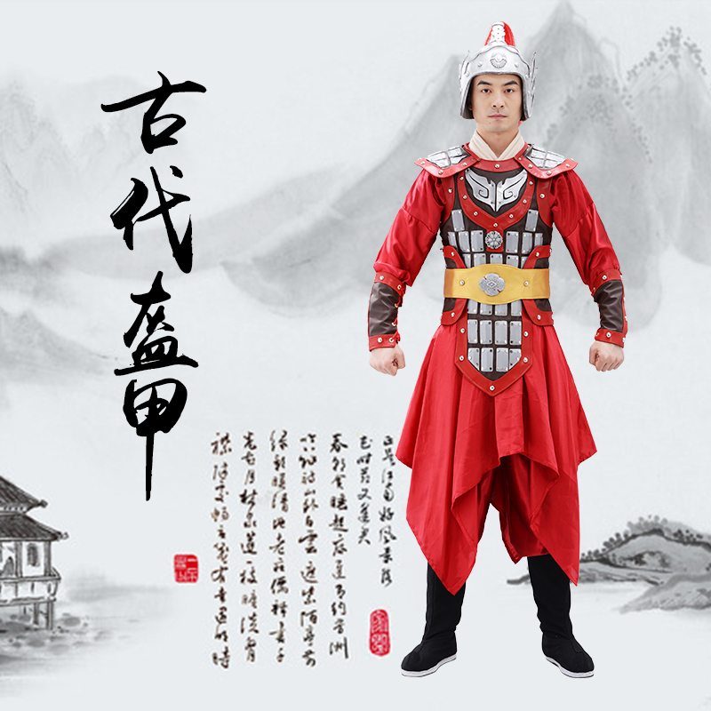 新款古代盔甲舞台装男女将军战袍景区拍照影视剧将军士兵演出服装_虎窝淘