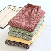 妈妈外穿格子裤 秋冬季 女宽松直筒裤 休闲保暖裤 家居裤 双面德绒睡裤