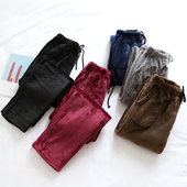 男女士秋冬季 加厚保暖情侣家居裤 宽松大码 法兰绒睡裤 加绒长裤 外穿