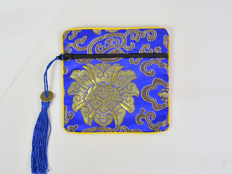 EMBROIDERED JEWELRY BAG ZIPPER BAG JADE COIN BAG DELICATE EMBROIDERY DOUBLE-LAYER SACHET BAG ZIPPER SQUARE BAG