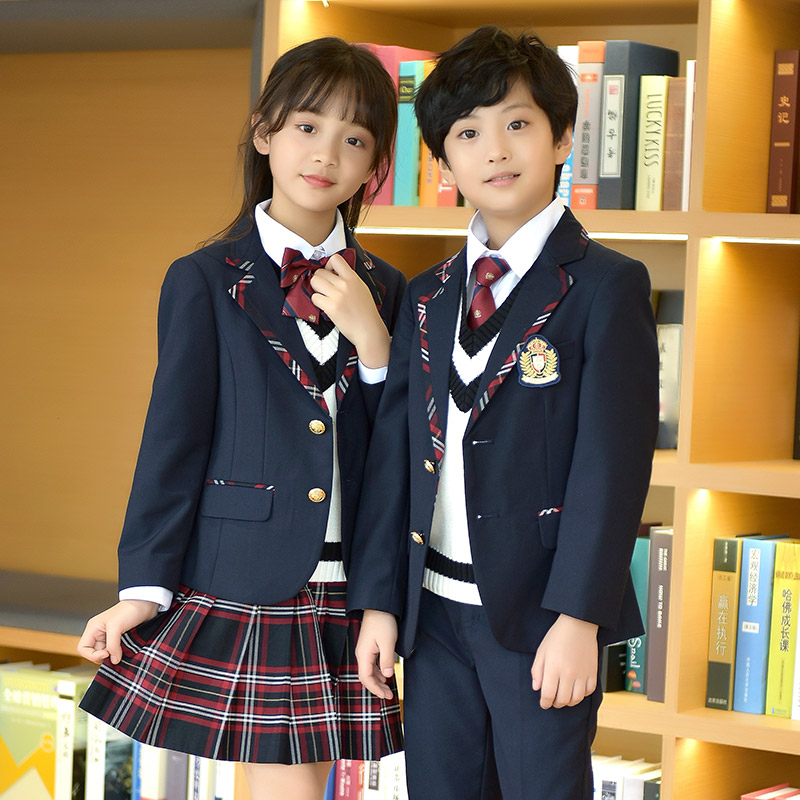 2023新款秋冬季中小学生西装校服套装学院风男女童班服幼儿园园服