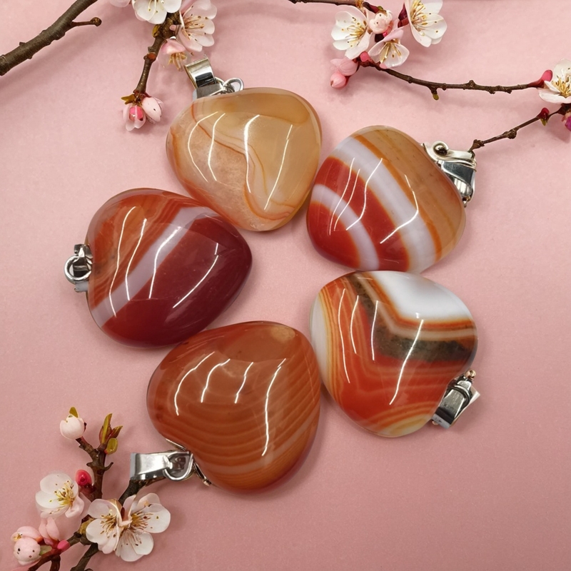 天然红玛瑙虎石肥爱心心形裸石宝石吊坠情侣项链DIY饰品配件欧美