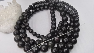 天然彩虹黑耀石圆珠串珠裸石 手串耳环手工饰品DIY配件圆形