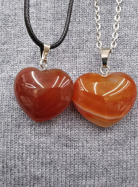 情侣条纹玛瑙项链吊坠爱心精致