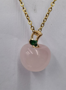 天然石苹果项链吊坠礼物