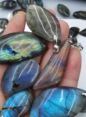 拉长石彩虹光吊坠项链毛衣配件