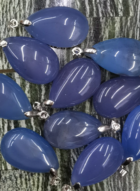 天然蓝玛瑙水滴形吊坠项链