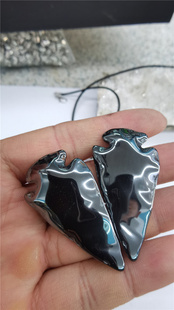赤铁矿黑胆石原矿打磨箭头吊坠项链情侣手工饰品DIY配件宝石裸石