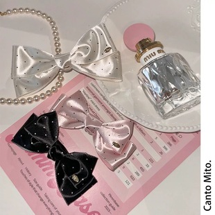 Chris 韩国半糖奶酪甜心少女感日杂风缎面波点蝴蝶结百搭气质发夹